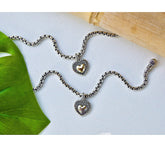 JAI Sterling Silver & 14K 3.7mm Box Chain Heart Charm Bracelet, 8-1/4"